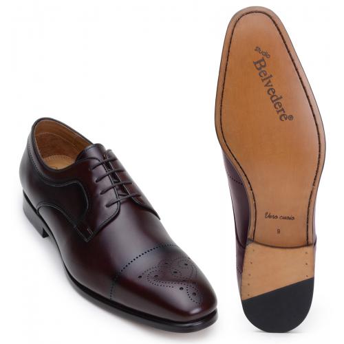 Belvedere "Giuliano" Merlot Genuine Italian Leather Shoes.